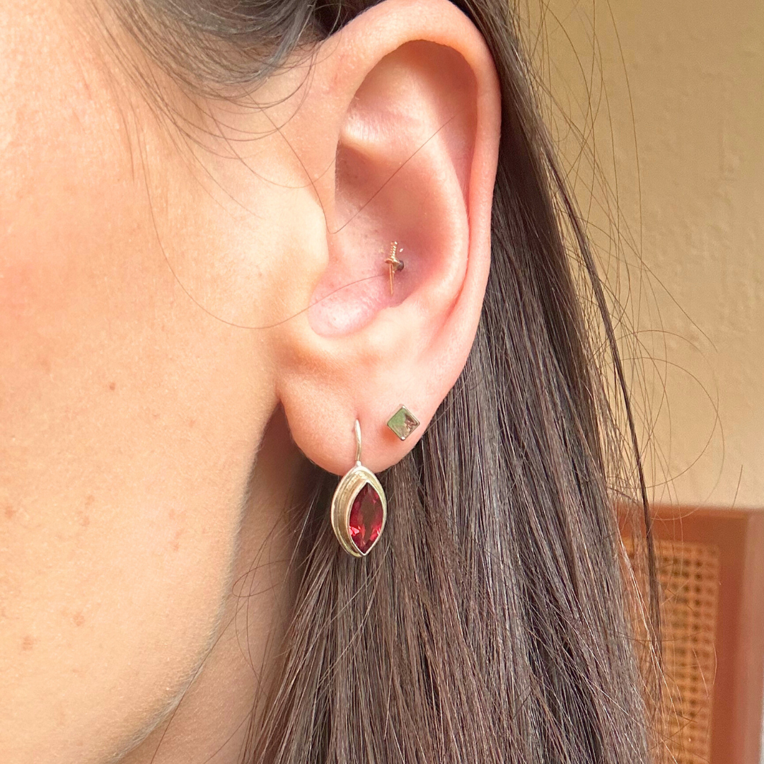 Pyrope Garnet Sterling Silver Earring