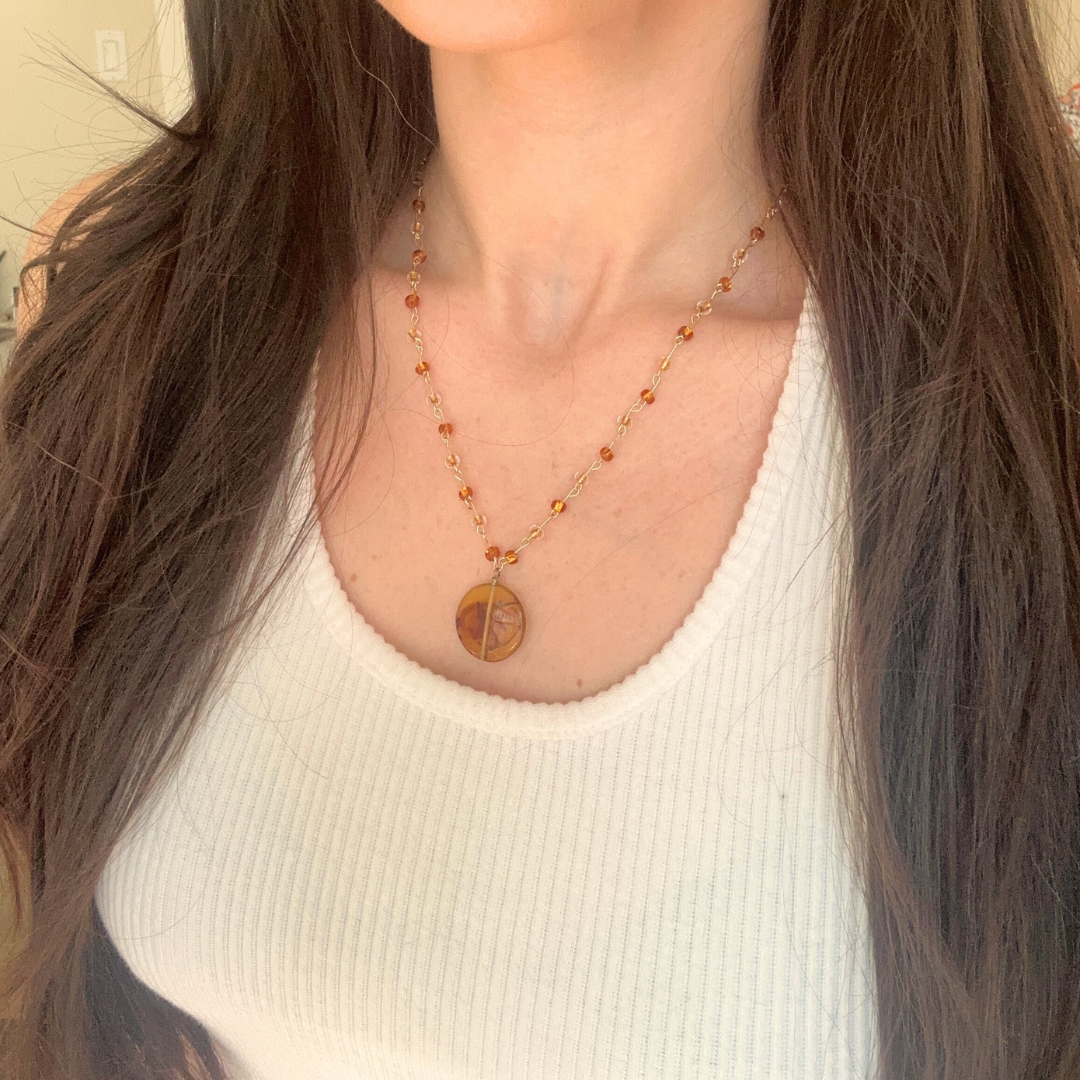 Orange & Gold Beaded Necklace